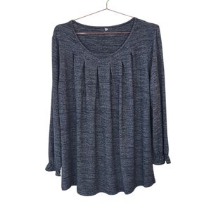 Dolnine Charcoal Grey Long Sleeve Pleated Tunic Top Size 1XL